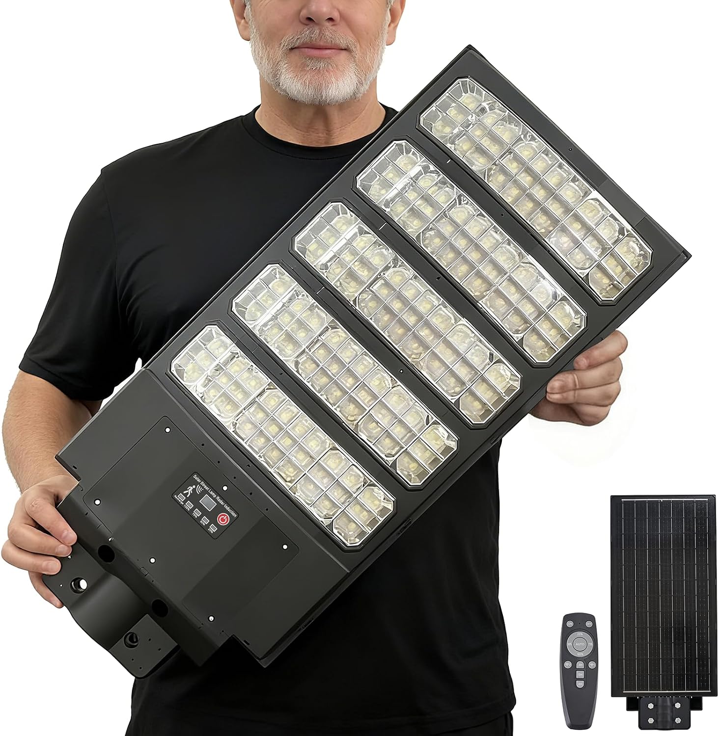 6000W Solar Street Light Outdoor, 8500K Commercial Parking Lot Dusk to Dawn Waterproof Lights, LED Solar Security Flood Motion Sensor Lamps for Street, Court, Garage, Yard, Road