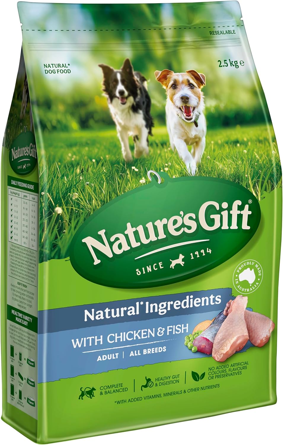 Nature's Gift Adult Dry Dog Food, Chicken & Fish, 2.5kg | 100% Complete & Balanced Nutrition, Supports Digestion, Immunity & Skin Health