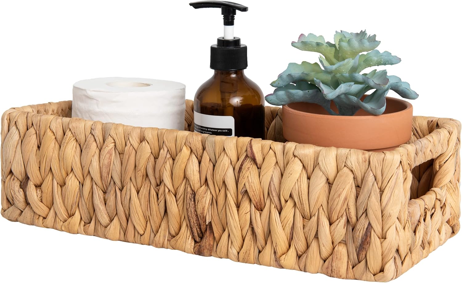 StorageWorks Bathroom Storage Basket, Water Hyacinth Wicker Baskets for Toilet Paper Storage, Small Woven Basket Organizer for Shelves, Countertop, Over Toilet Storage Baskets