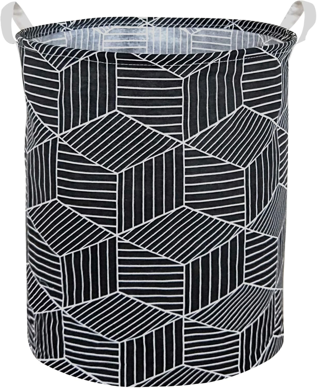 Large Laundry Hamper,Waterproof Laundry Baskets,Collapsible Canvas Basket for Kids Room,Toy Organizer,Home Decor,Nursery Hamper (Black Rhombus)