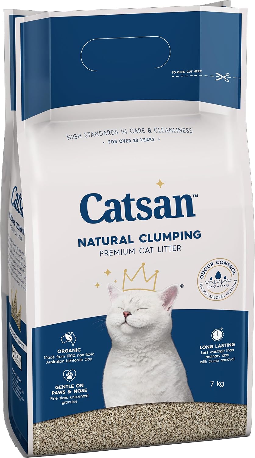 Catsan Natural Clumping Clay Cat Litter Bag 7Kg | Natural Ingredients, Clumping Clay, Quickly Absorbs Moisture, Odour Control, Lasts Longer Than Ordinary Clay, For Adult Cats
