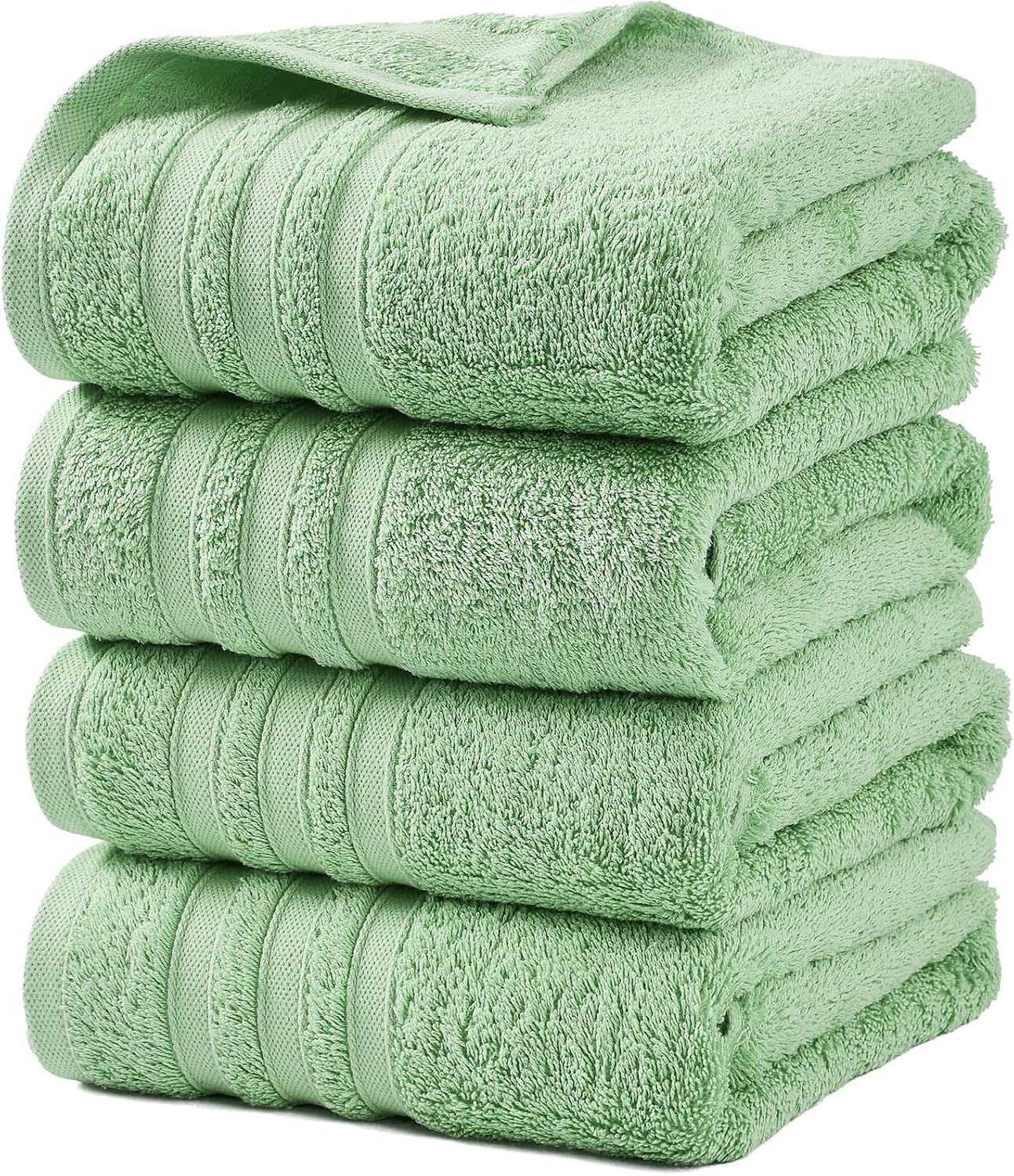 LINENOVA 100% Cotton Bath Towels 4 Pack - Premium 450GSM Soft & Lightweight Towel Set, Quick Dry & Absorbent Bathroom Towels, Ideal for Hotel, Spa and Gym Use (65x130cm, Cactus)
