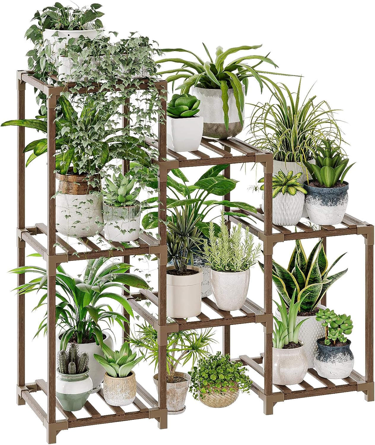 Bamworld Plant Stand Indoor Plant Shelf Outdoor Wood Plant Rack for Multiple Plants 3 Tiers Ladder Plant Holder for Living Room Patio Boho Home Decor for Gardening | for Multiple Plants 3 Tiers Ladder Plant Holder for Living Room Patio Boho Home Decor for Gardening