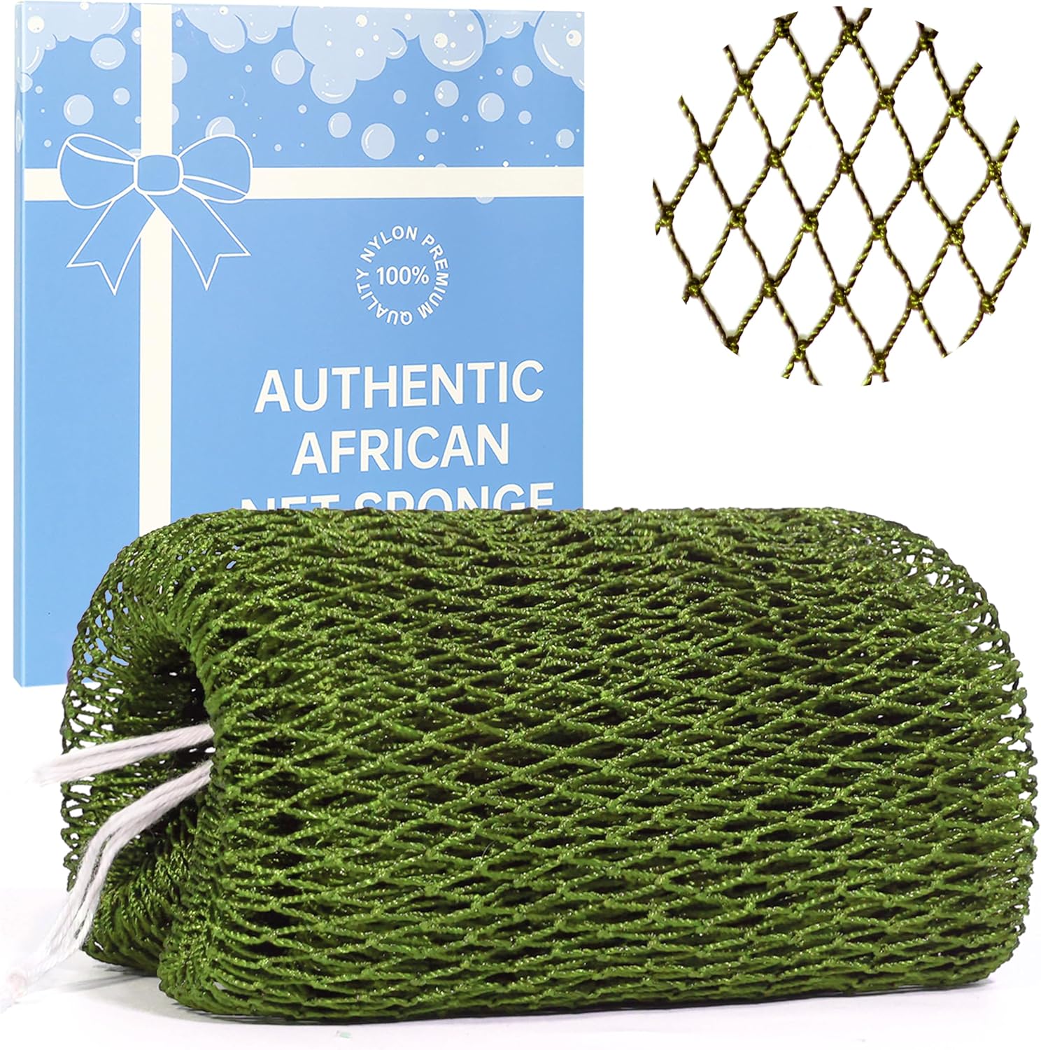 African Net Sponge with knots,Authentic Exfoliating Bath Sponge for Deep Cleansing, Long-Lasting Body Scrub, Shower & Bath Accessories for Women & Men
